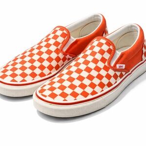 Vans Men/Woman Bold Red and White Checkerboard Slip-Ons